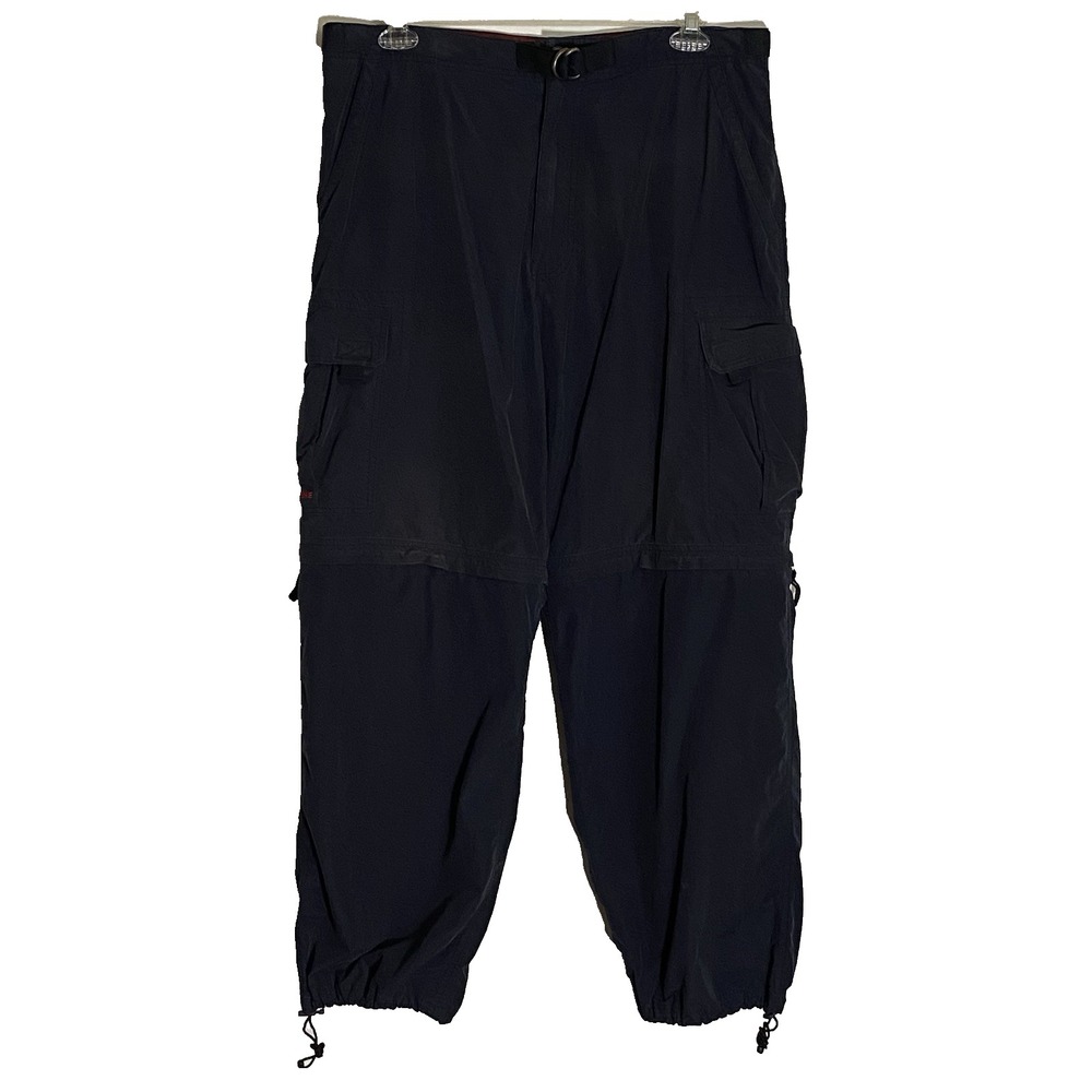 VTG Abercrombie & Fitch Paratrooper Pants Mens L Black Parachute Baggy Rave Y2K